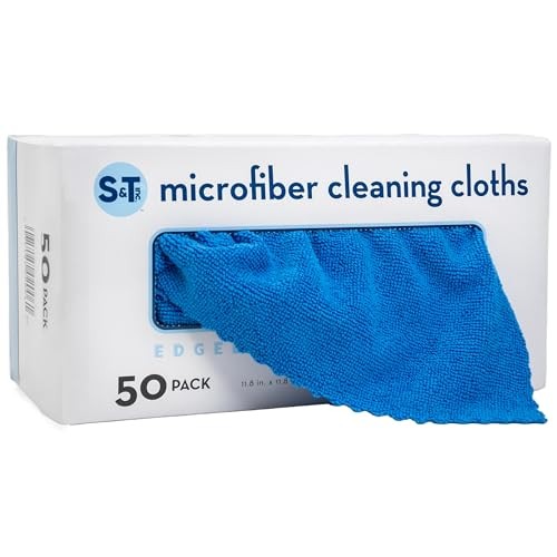 50 Pack Microfiber Cleaning Cloth with Box, Bulk Towels for Home, Blue gallery