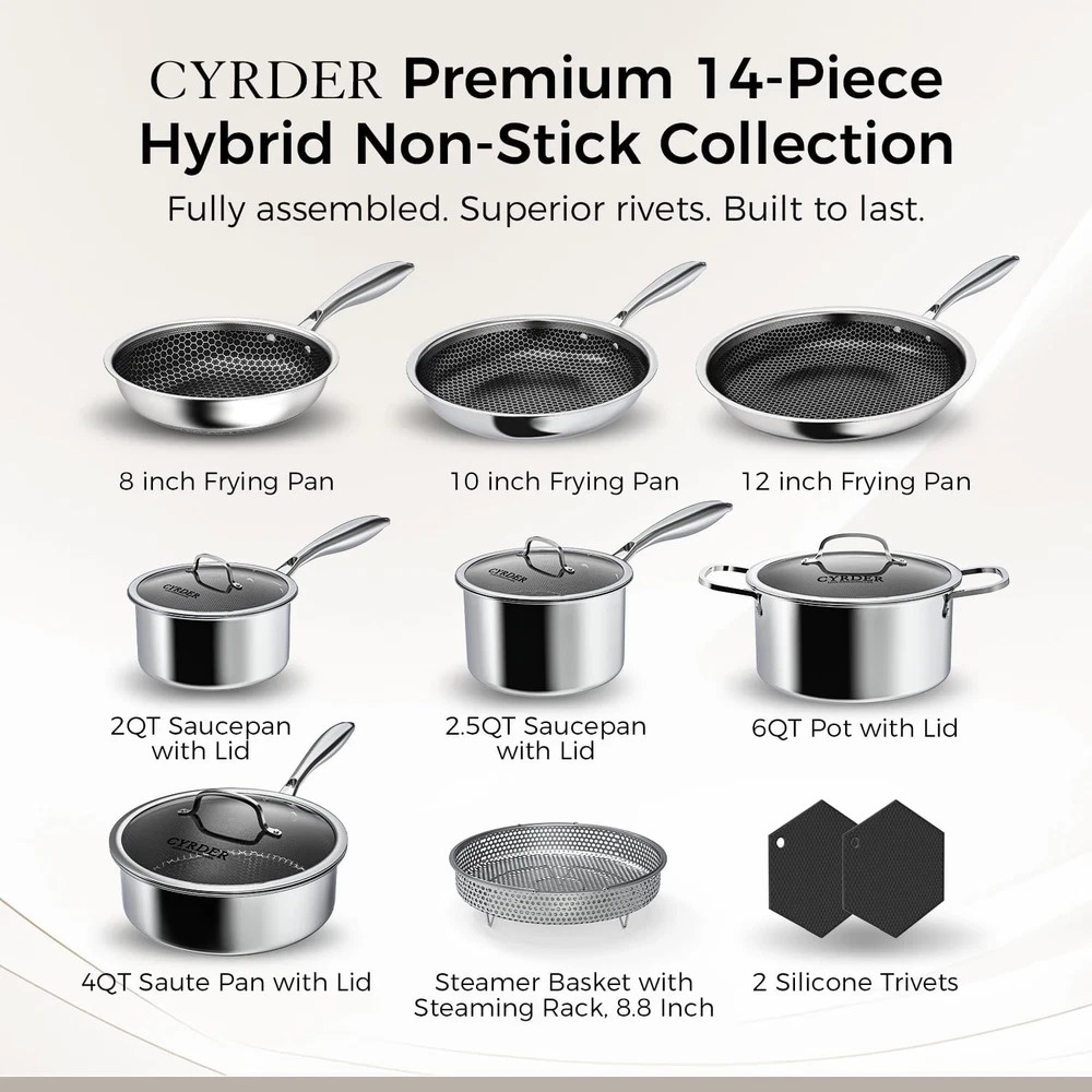 14-Piece Nonstick Hybrid Hex Cookware Set - Induction & Oven Safe, PFOA Free gallery