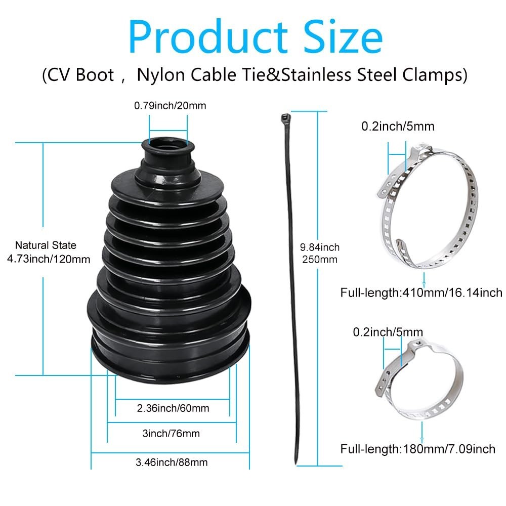 2PCS CV Boot Kit with 4 Stainless Steel Clamps Waterproof Dustproof gallery