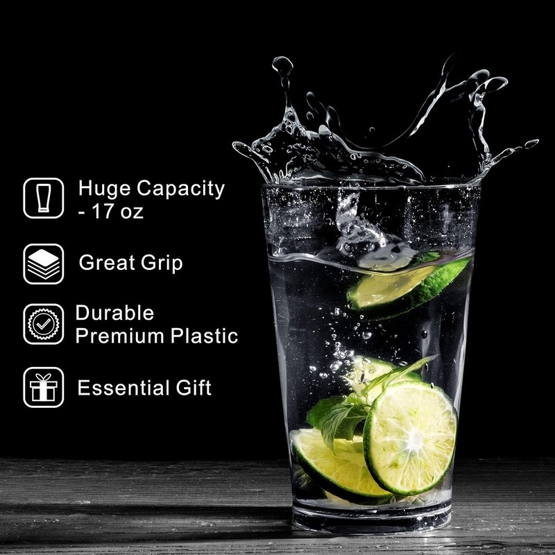 Unbreakable Plastic Drinking Glasses Set 6 Shatterproof Drinking Cups 20/16 Oz gallery