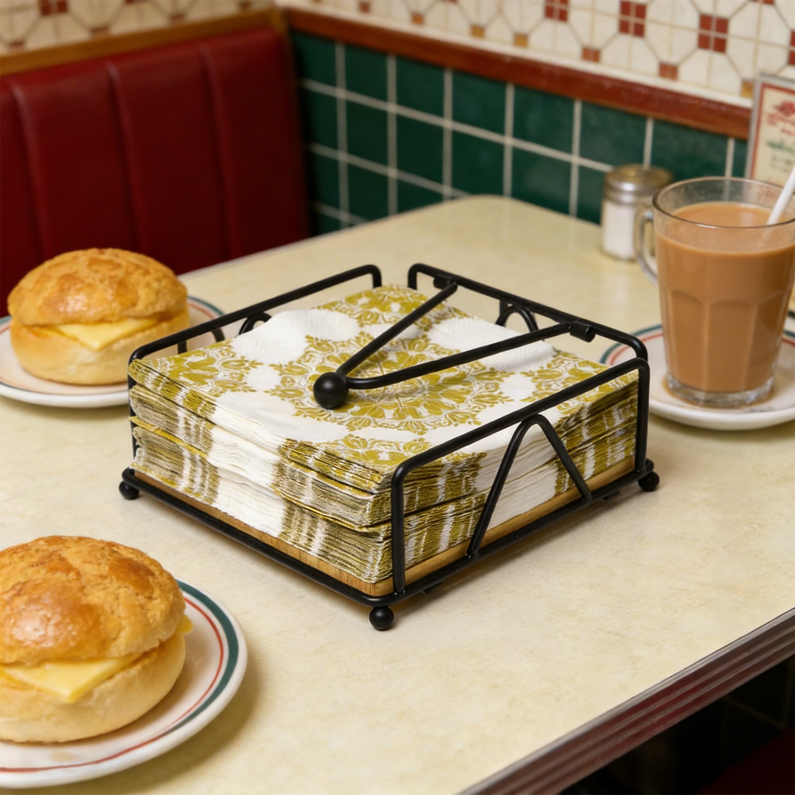 Square Napkin Holder, Table Napkin Dispenser with Weighted Arm 17.8*17.8*6.8cm gallery