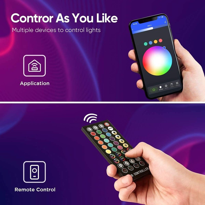 32.8FT LED Indoor String Lights 132LED,with Music Mode Remote App Control RGB gallery