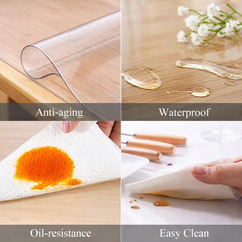 Clear Oval Table Cover Protector 54 x 72 in Plastic Tablecloth for 4~6 Seats ... gallery