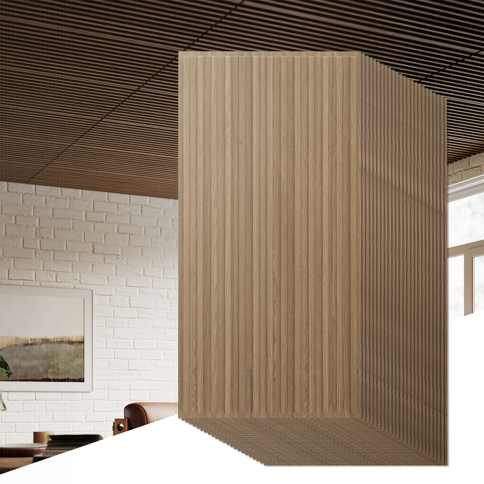 24-Pack PVC Slat Wall Panels, 3D Fluted Panels for Interior Wall Decoration gallery
