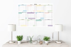 Large Wall Calendar, Annual Planner, Start On Any Month, 36″ x 24″ or 24″ x 16″