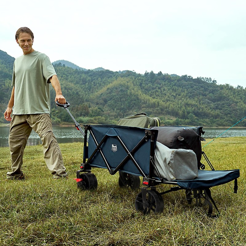 47" L Collapsible Wagon with Tailgate & Brake, 300lbs Heavy Duty Beach Wagon ... gallery