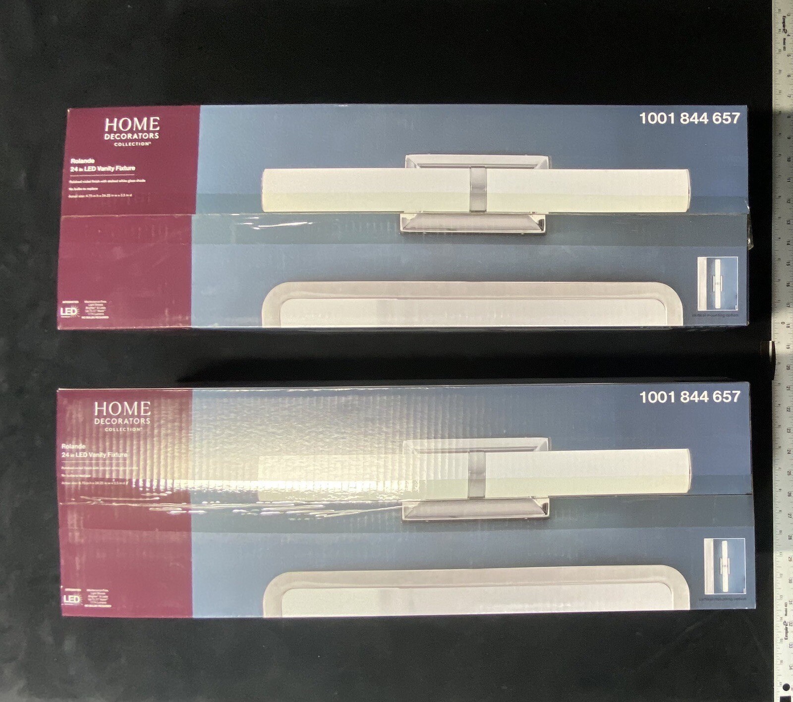 HOME DECORATORS 24” POLISHED NICKEL ROLANDE 23WATT LED VANITY FIXTURE NIB gallery