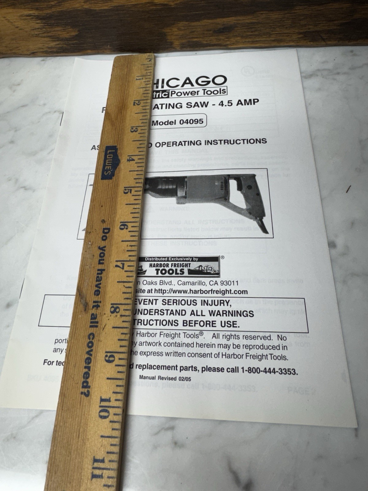 Reciprocating Saw Assembly & Operating Instructions Chicago Model 04095 (read) gallery