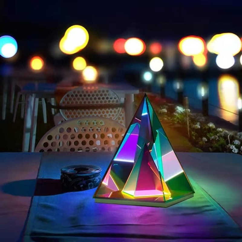 'Pyramid' Modern Table Lamp, Simplistic and Innovative Design, Colorful Trans... gallery