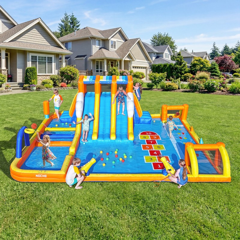 Inflatable Playground Slide Bounce House with Air Blower 750W, 248''*196''*96'' gallery