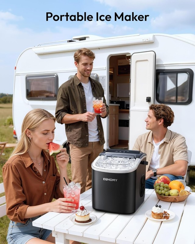 Countertop Ice Maker Machine with Handle, 26lbs in 24Hrs, 9 Ice Cubes Ready i... gallery