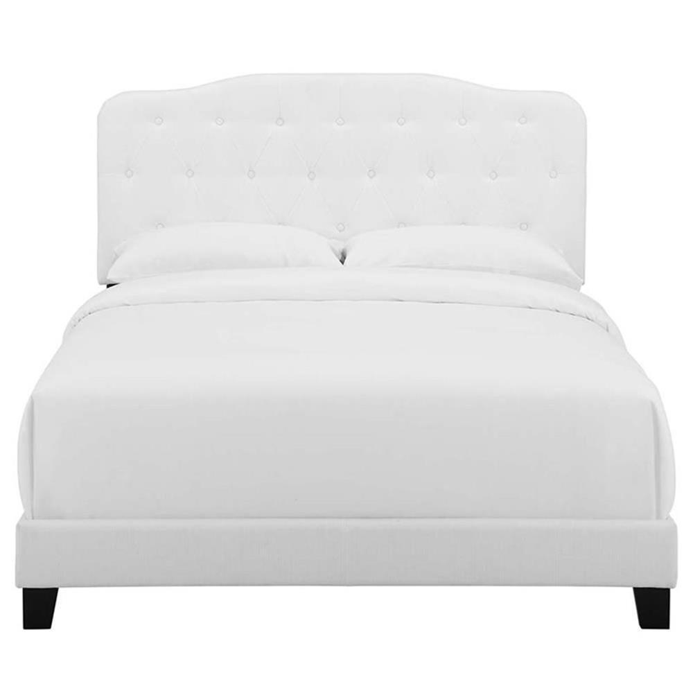 Modway Amelia Queen Upholstered Polyester Fabric Bed in White Finish gallery