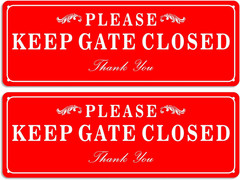 2 Pack Please Keep the Gate Closed Matal Sign – Brushed Aluminium Durable Ink –