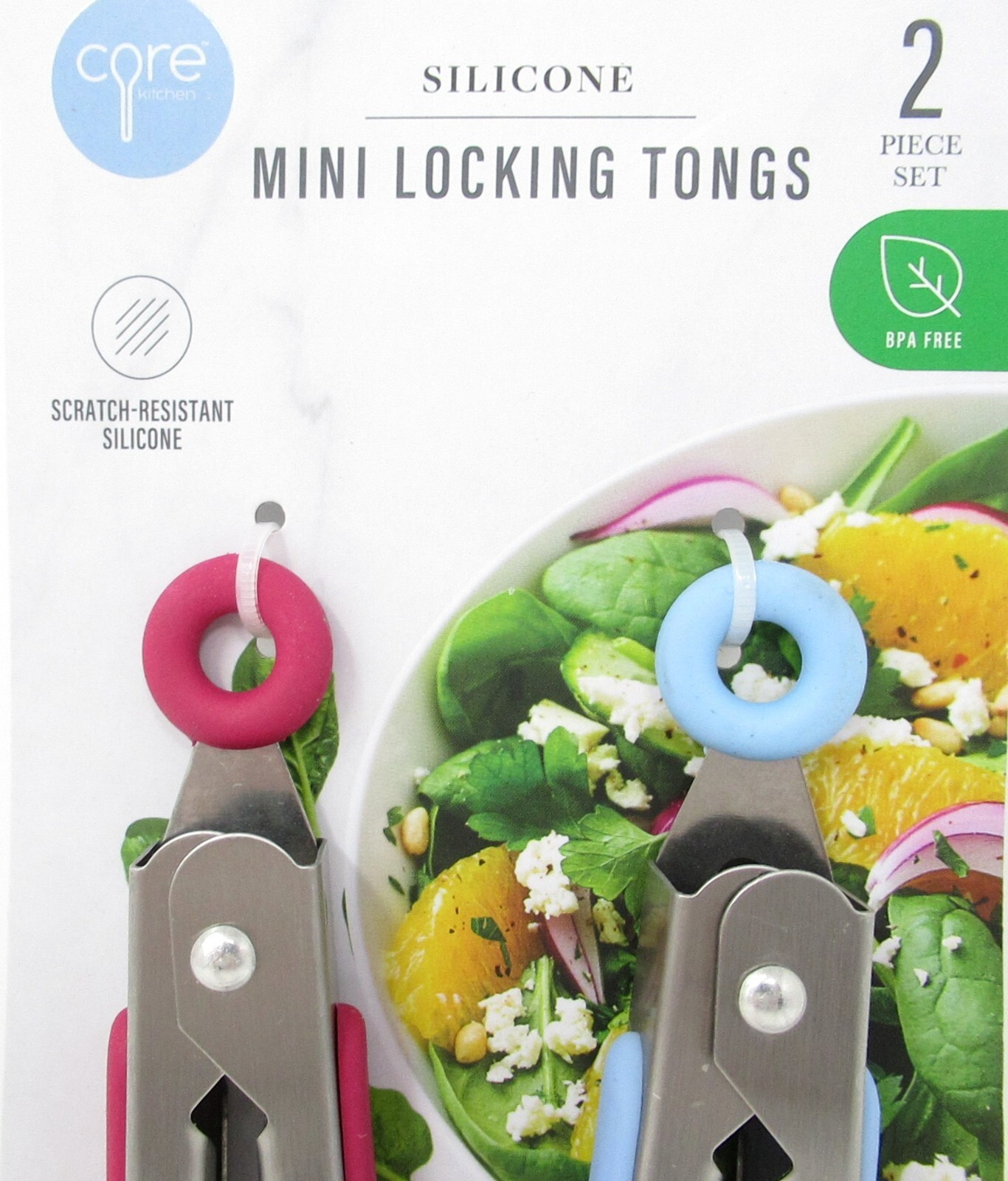 Serving Tongs Set 2 pc Blue Rose locking stainless steel silicone tip 8" gallery