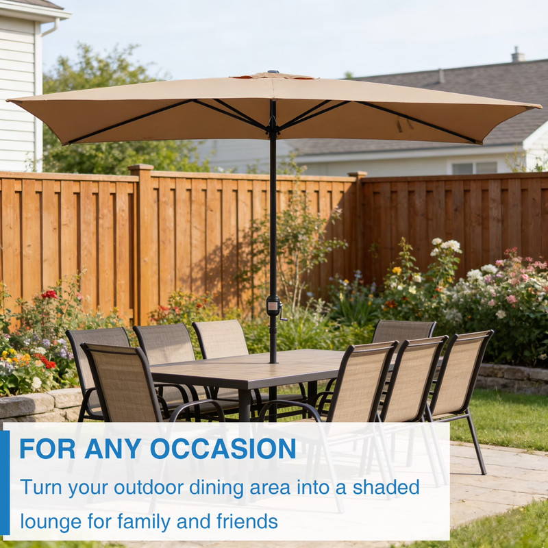 10x6.5ft Rectangular Patio Umbrella with Crank Handle, Outdoor Market Umbrella w gallery