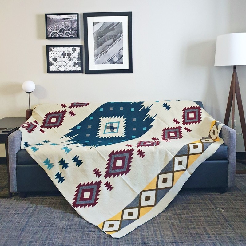 Extra Large - REVERSIBLE ALPACA Wool Blanket Andean Pattern 75x90 in gallery