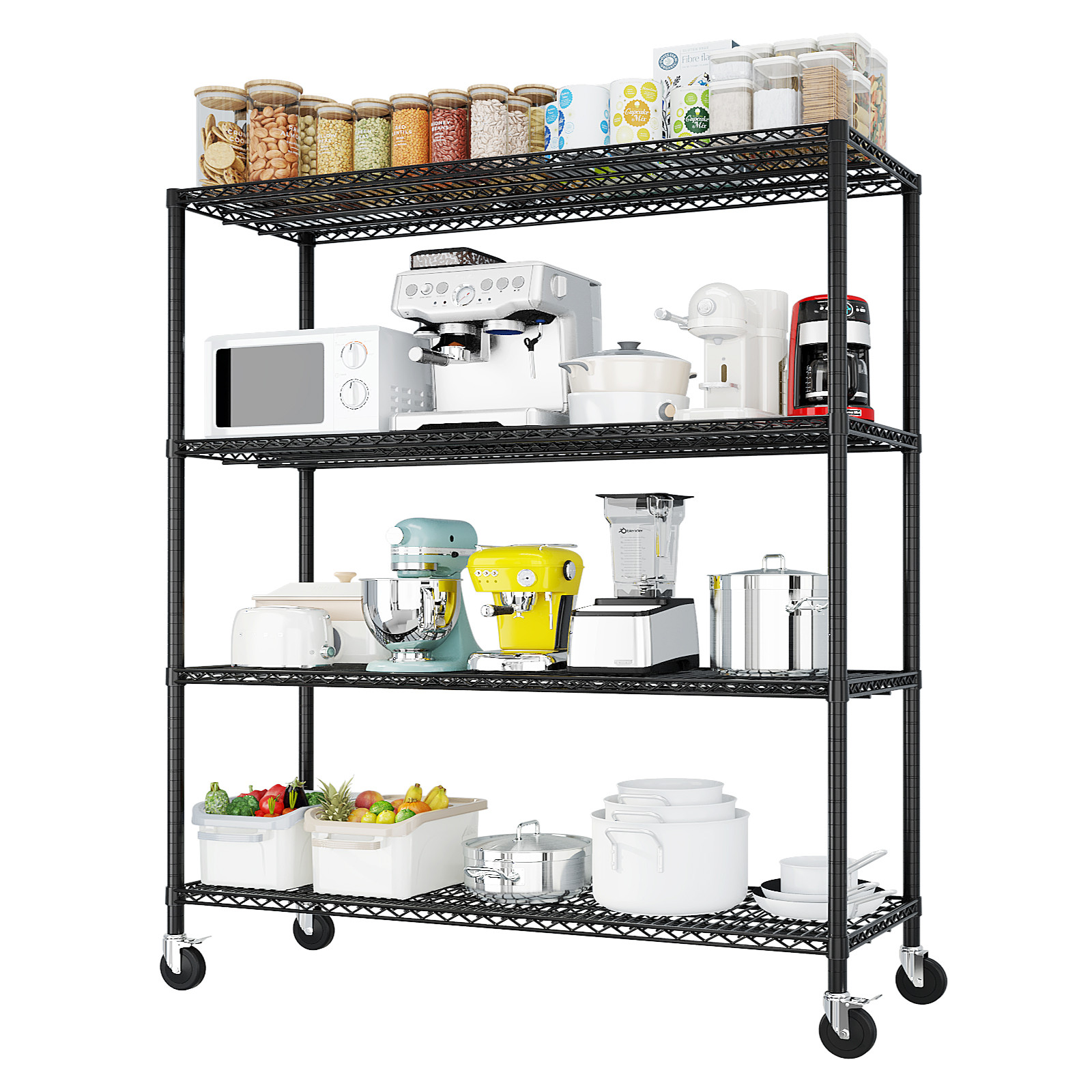 75"H Wire Rolling Shelving Unit on Wheels Adjustable Storage Rolling Wire Rack gallery