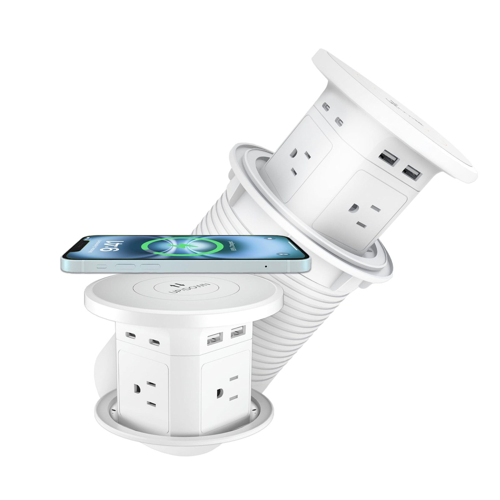 9-in-1 Pop-Up Outlet with Wireless Charging – 4 AC & 4 USB Ports,, etc.（2-Pack） gallery