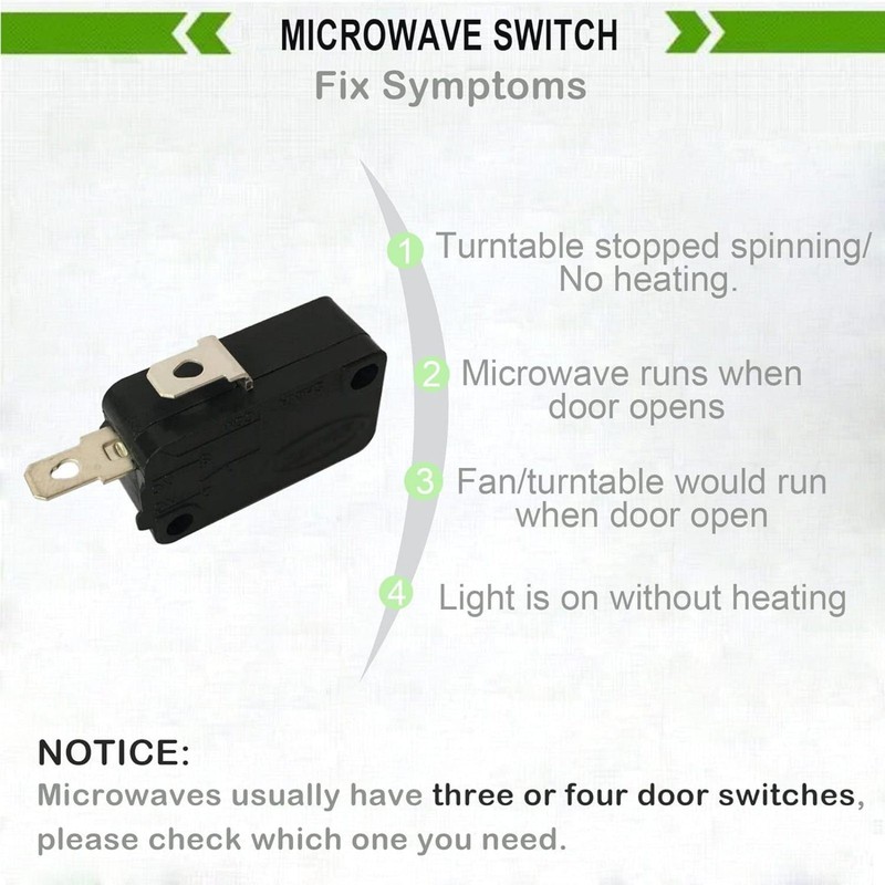 3x Plastic Microwave Oven Door Switch for Microwave 16A 125/250V(Normally O&C) gallery