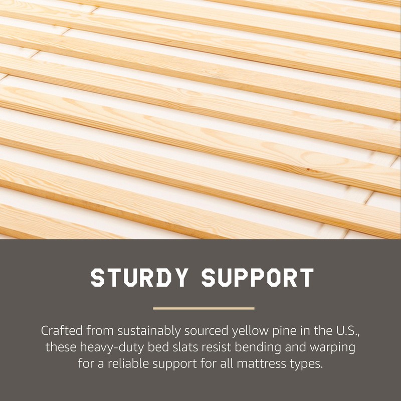 Hercules Heavy-Duty Solid Pine Wood Bed Slats Bunkie Board, Full Size (Open Box) gallery