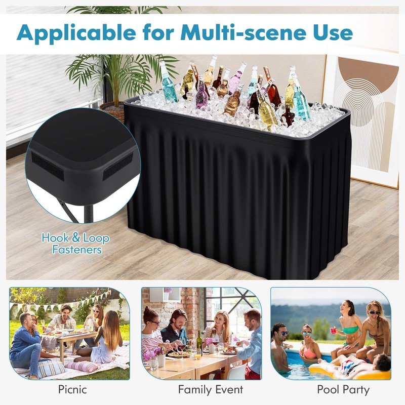 4 FT Folding Chilling Table w/Matching Skirt & Drain Hose Cold Keeper for Picnic gallery