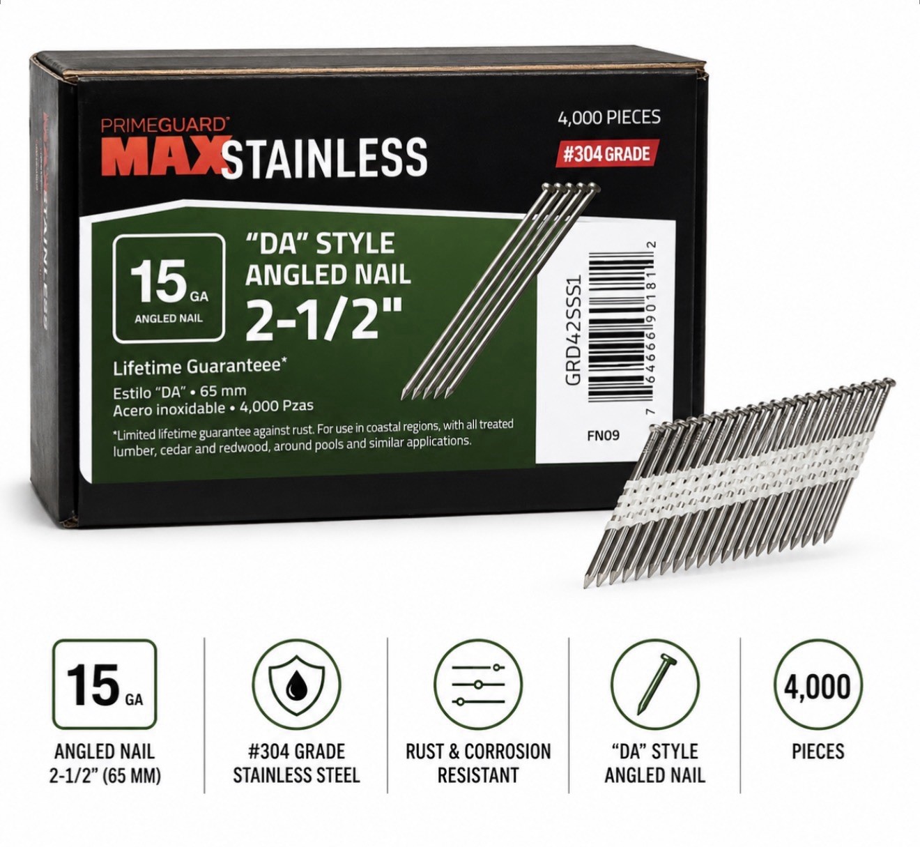 Grip-Rite GRDA25SSL 2-1/2" Stainless Steel Angle Finish Nail gallery