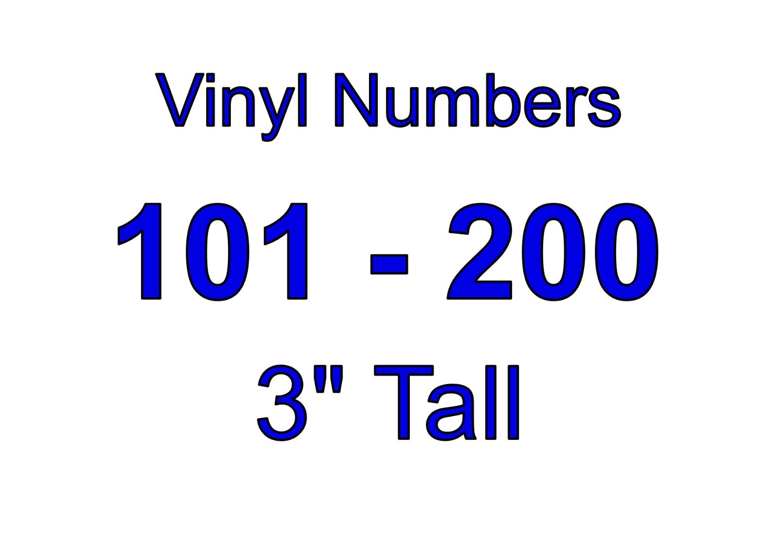101 - 200 Number Set - Vinyl Decals / Stickers - 3" Tall Numbers - Select Color gallery