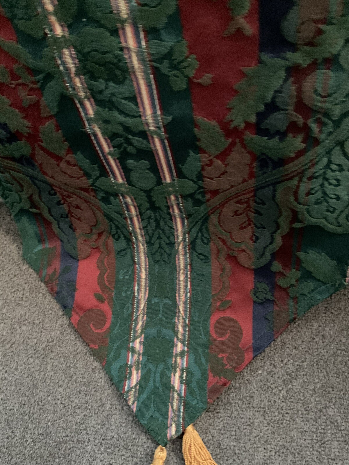 Table Runner 77 Inches Green Blue Burgundy With Gold Tassels gallery