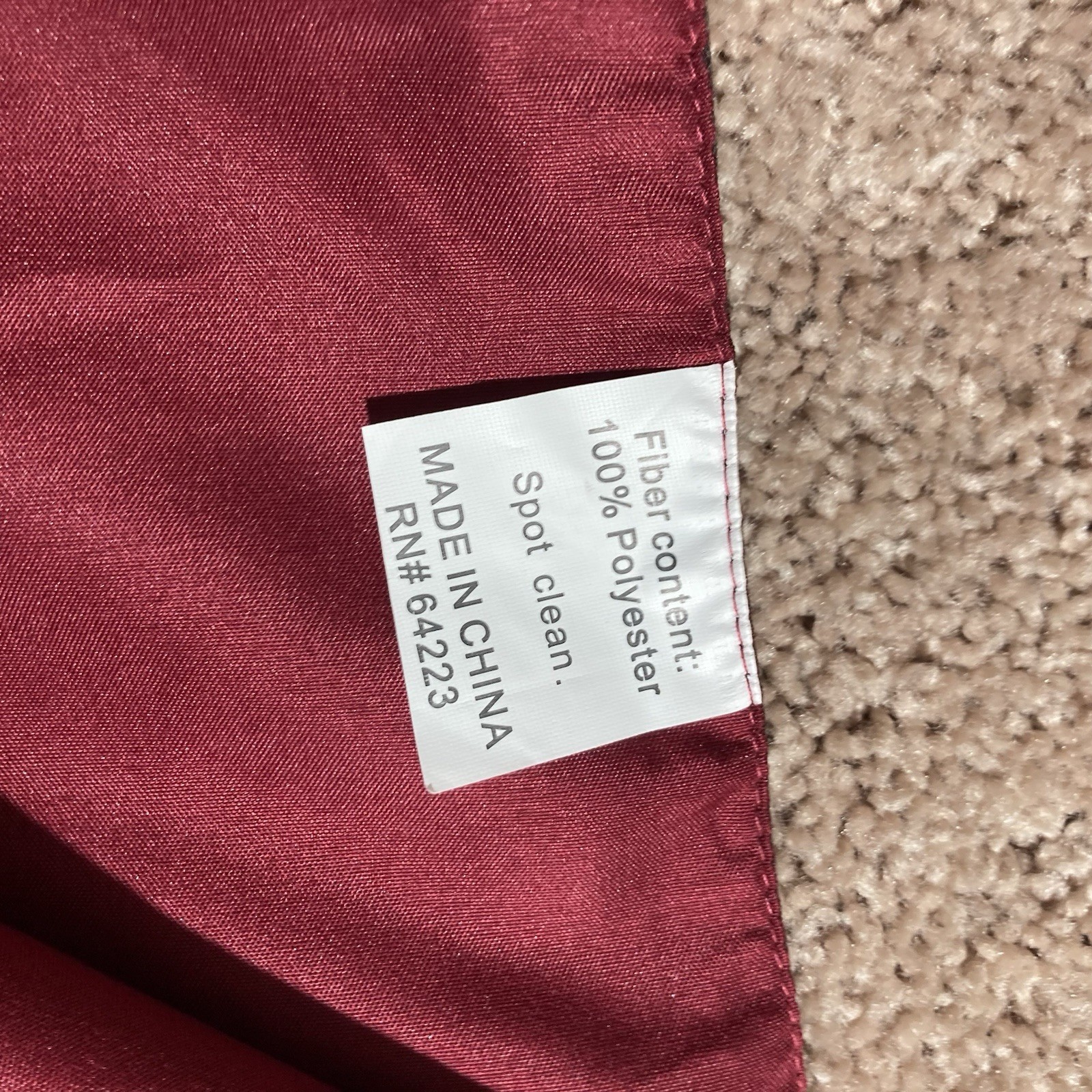 TABLE RUNNER 71 in X 13 in Maroon/Burgundy With Black Lines Triangle Edges gallery
