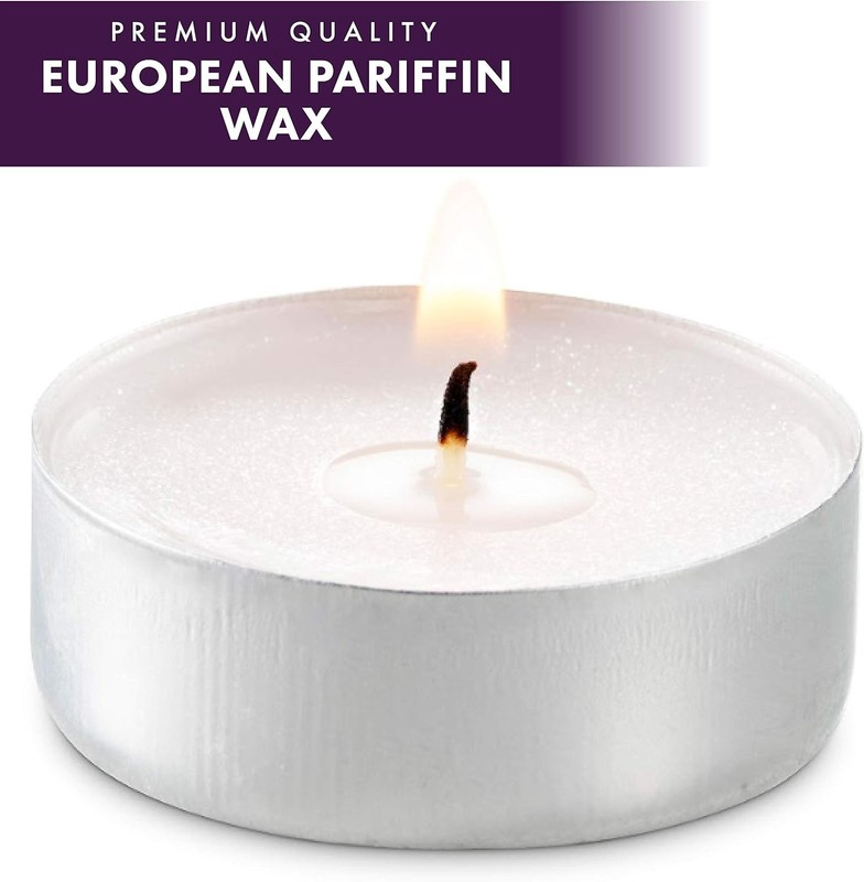 Unscented Tea Light Candles 100 Pack | 4 hours, White, Smokeless gallery