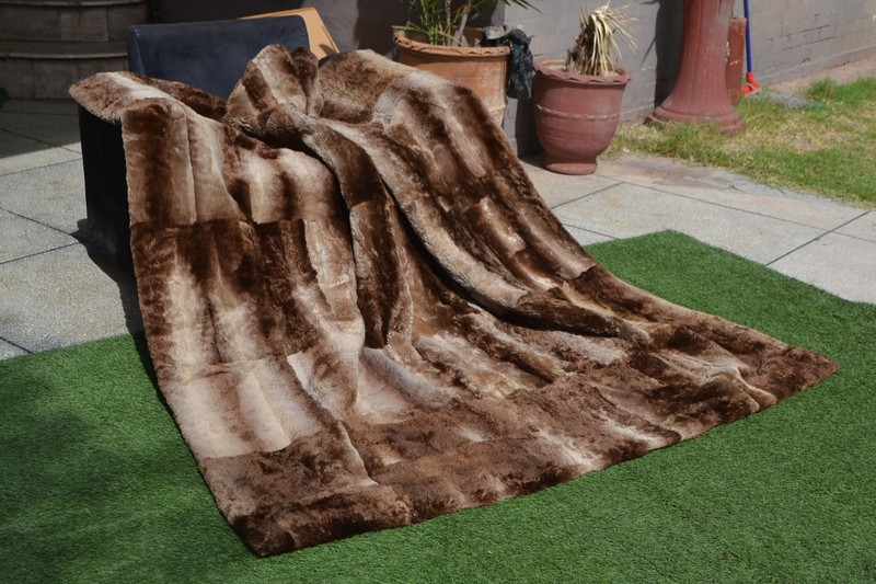 Genuine Real Sheared Phantom Beaver Fur Blanket King Size throw 83" x 73" Rug gallery