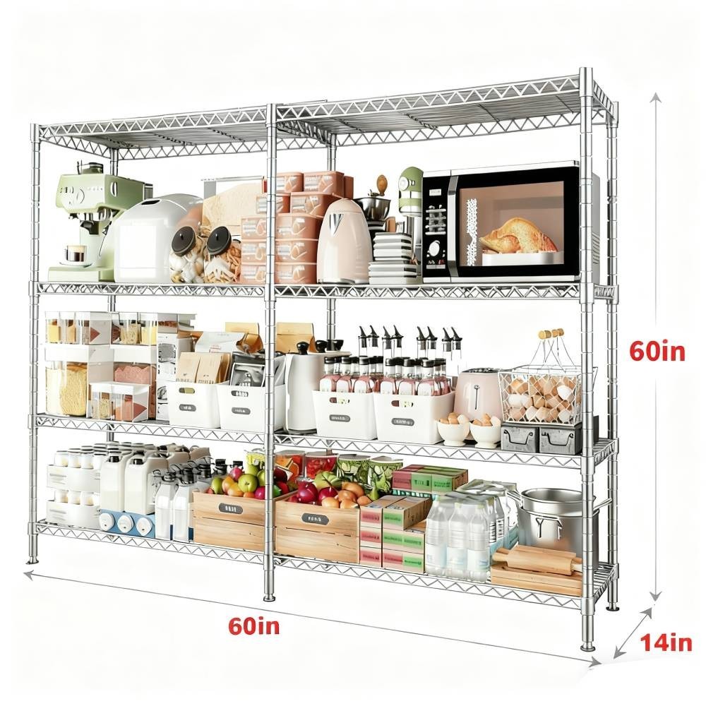 Heavy Duty 4/5Tier Wire Shelving Rack Adjustable Storage Unit Max 1500lbs gallery