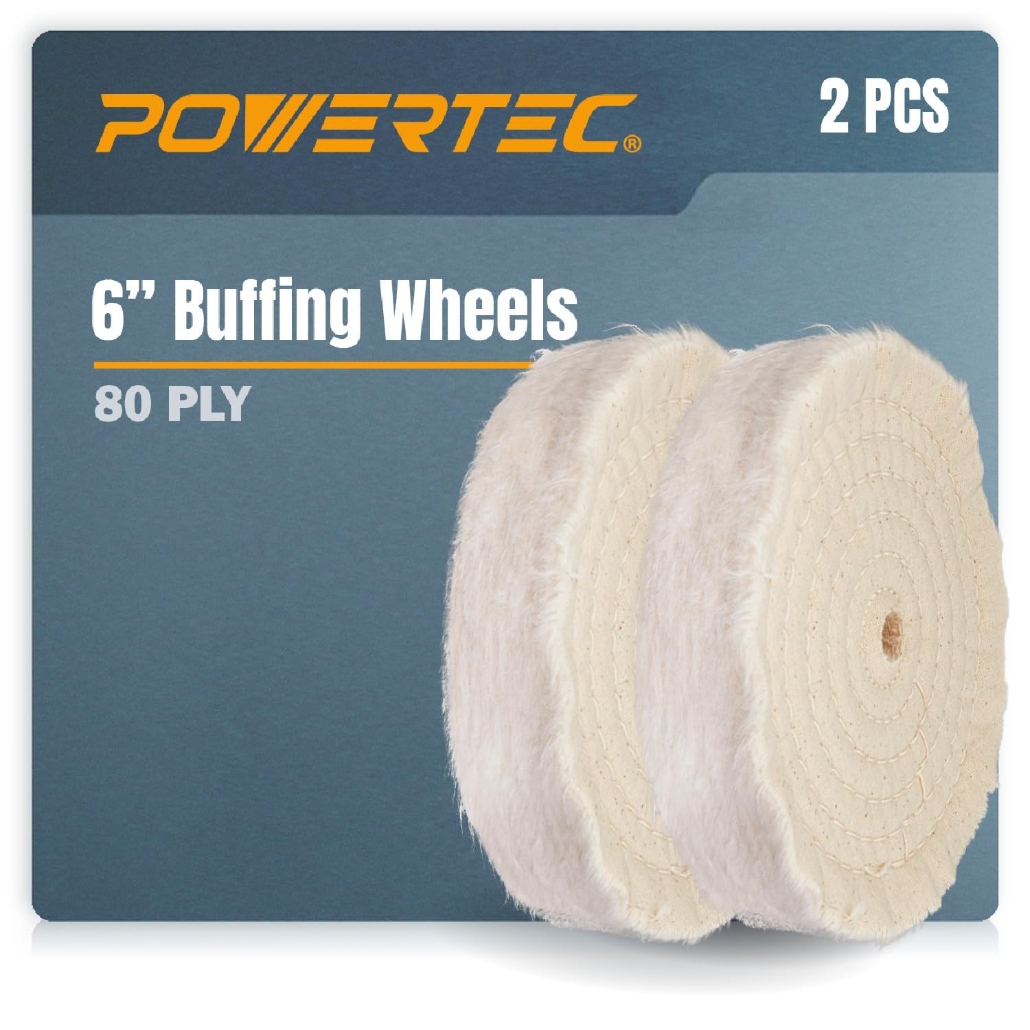 POWERTEC 6 Inch Buffing & Polishing Wheels (80 Ply) 2 Pack, Extra 6 inch gallery