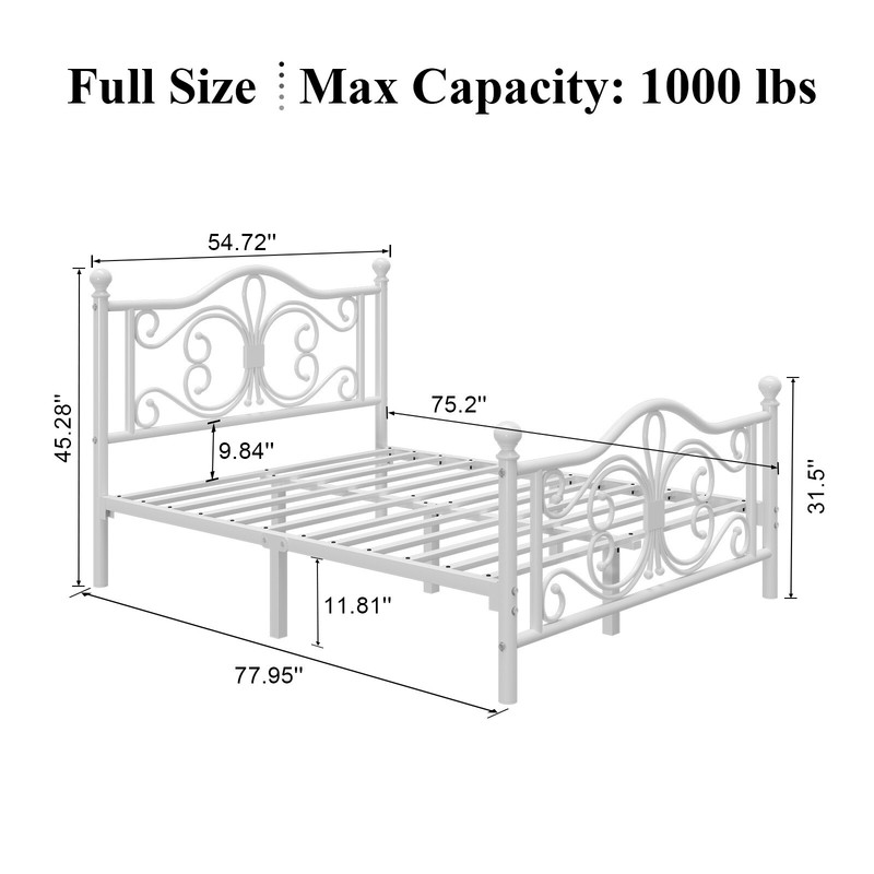 Metal Platform Twin/Full/Queen Bed Frame with White Headboard & Footboard gallery