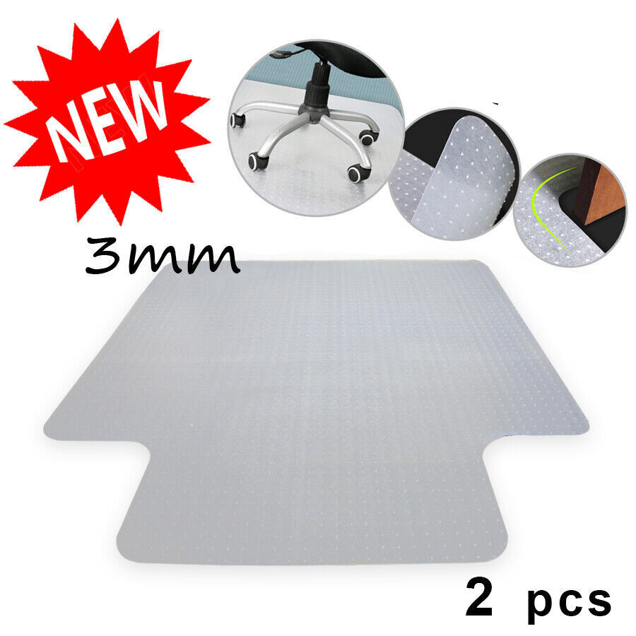 2 PCS PVC Hard Floor Mat Studded Back 3mm w/ Lip For Pile Carpet Chair 48"x36" gallery