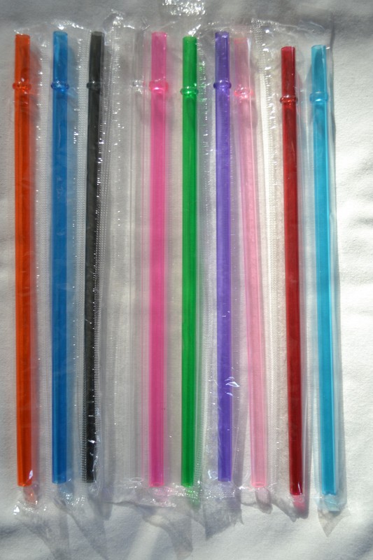 Reusable Straws Clear Solid Colors Plastic Acrylic 9” with Rings BPA Free Sealed gallery