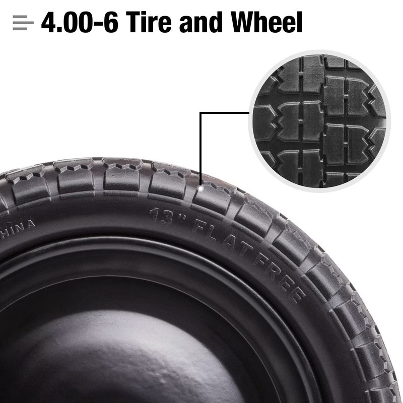 4.00-6 Flat Free Solid Polyurethane Tire and Wheel 1 Pc, 13 Inch PU Airless Tire gallery