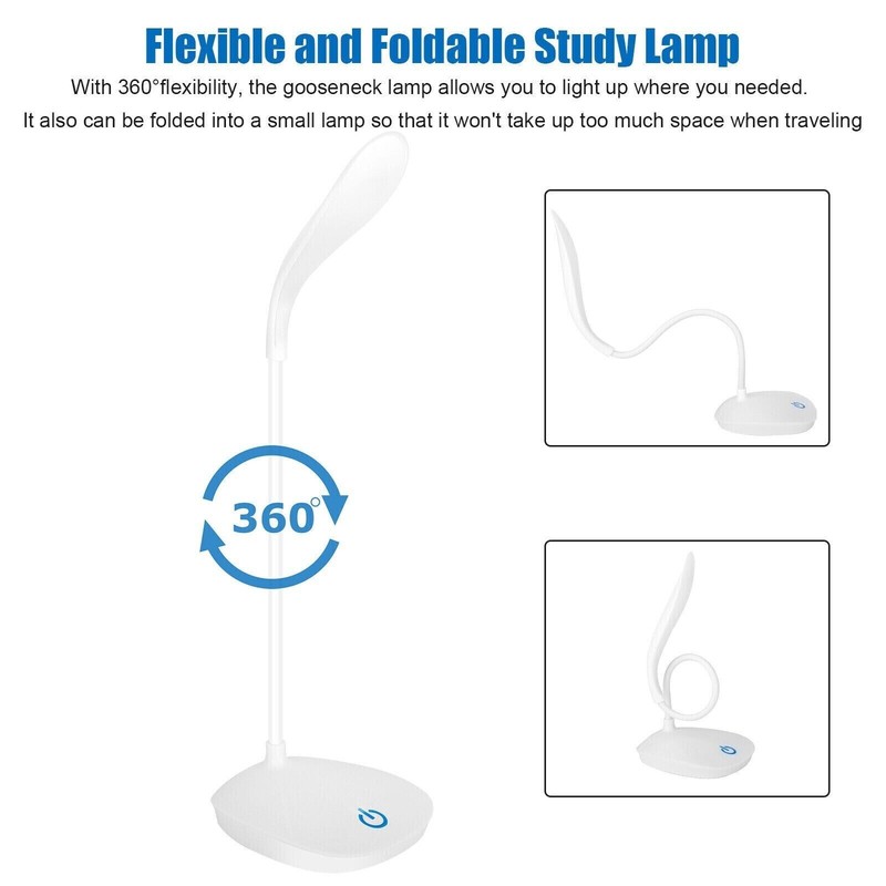 LED Desk Light Dimmable Bedside Reading Night Lamp USB Rechargeable Touch Sensor gallery
