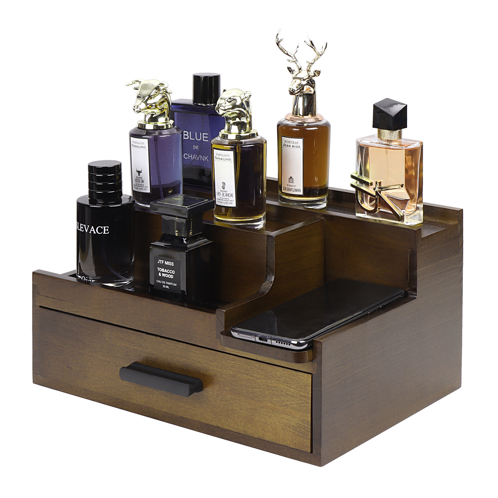 Cologne Organizer for Men 3 Tier Perfume Display Stand Cologne Shelf w/ Drawer gallery