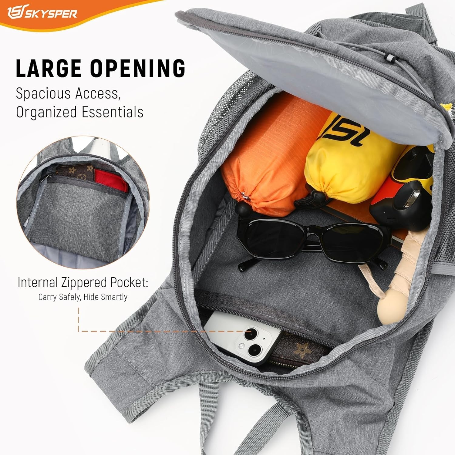 15L/20L Foldable Hiking Backpack Lightweight Packable Travel Daypack with Che... 3