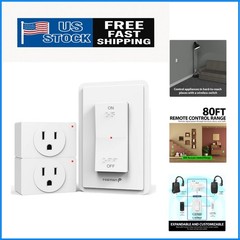 Effortless Light Control with 2 Pack Wireless Remote Control Outlet 15A, 1875W