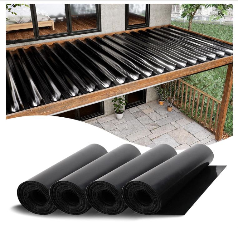 Muzata 4PCS 50FT Under Deck Drainage System Black HDPE Membrane 12'' Joist gallery
