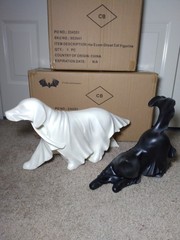 Cracker Barrel Halloween 12″ Ghost Cat AND 18″ Ghost Dog FIGURINE BUNDLE IN-HAND