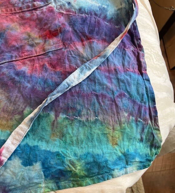 Hand Tie Dyed/Hand Geode Tied Canvas Apron with Faux Leather Trimmed - Rainbow gallery