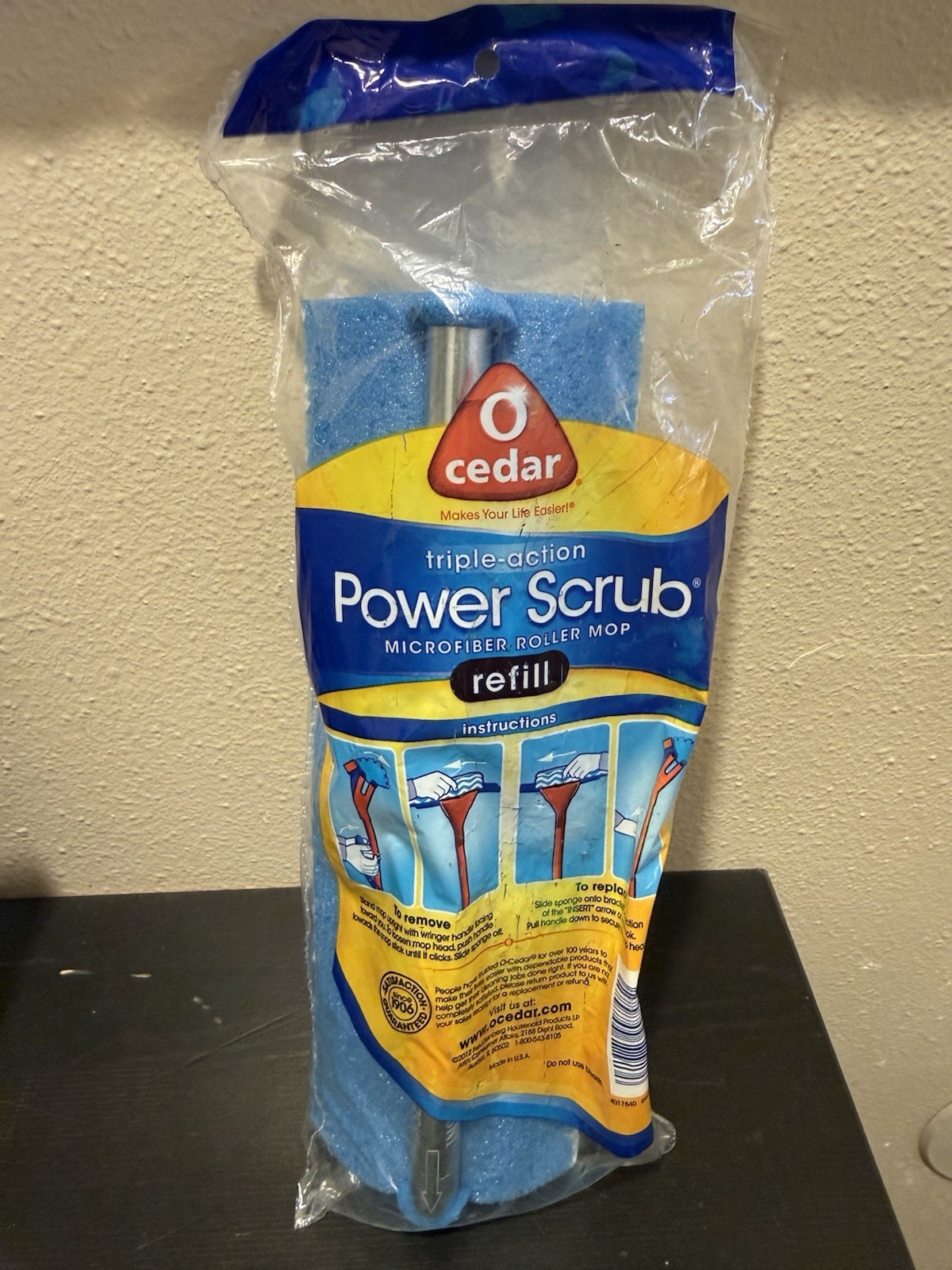 O-Cedar Power Scrub Microfiber Roller Mop Head Refill Brand New Sealed OOP gallery