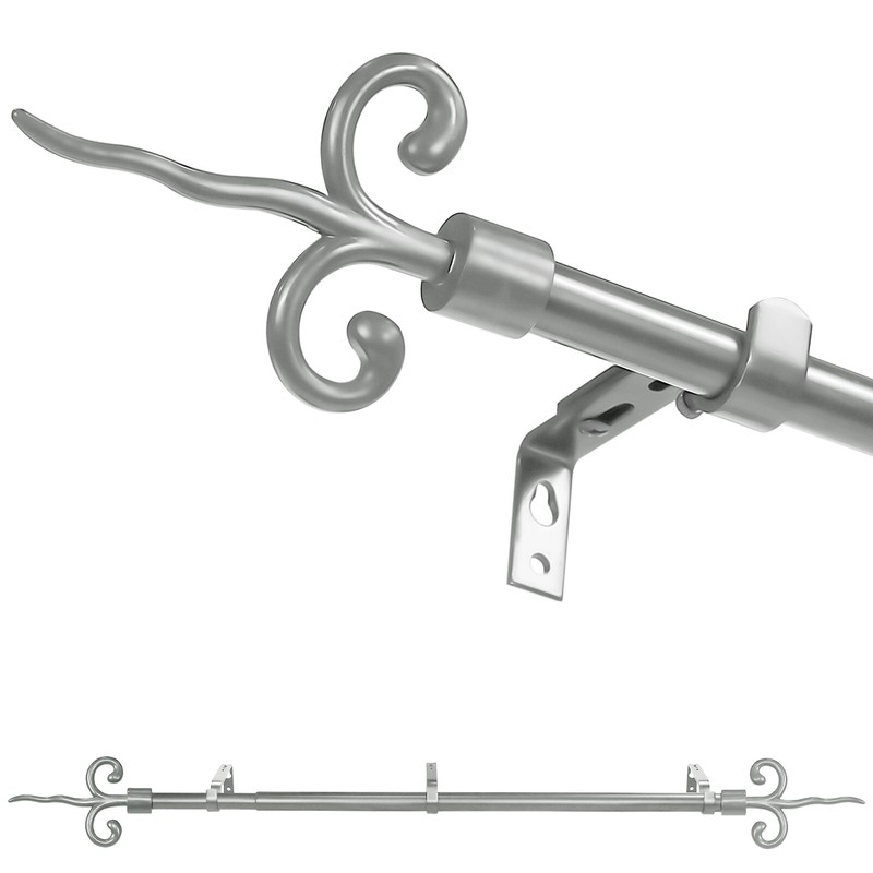 5/8" Adjustable Flame Finial Curtain Drapery Rod, 28"-48"/48"-84"/84"-120" gallery