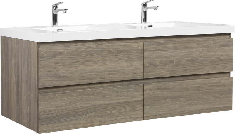 72 in Floating Wall-Mounted Bathroom Vanity W/ Resin Double Sink 4 Drawers Gray gallery