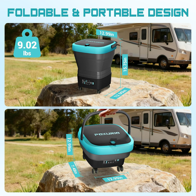 Cordless Washer,Foldable Washer with 2X5.0Ah Battery, 4 Adjustable Model, 4.5Gal gallery