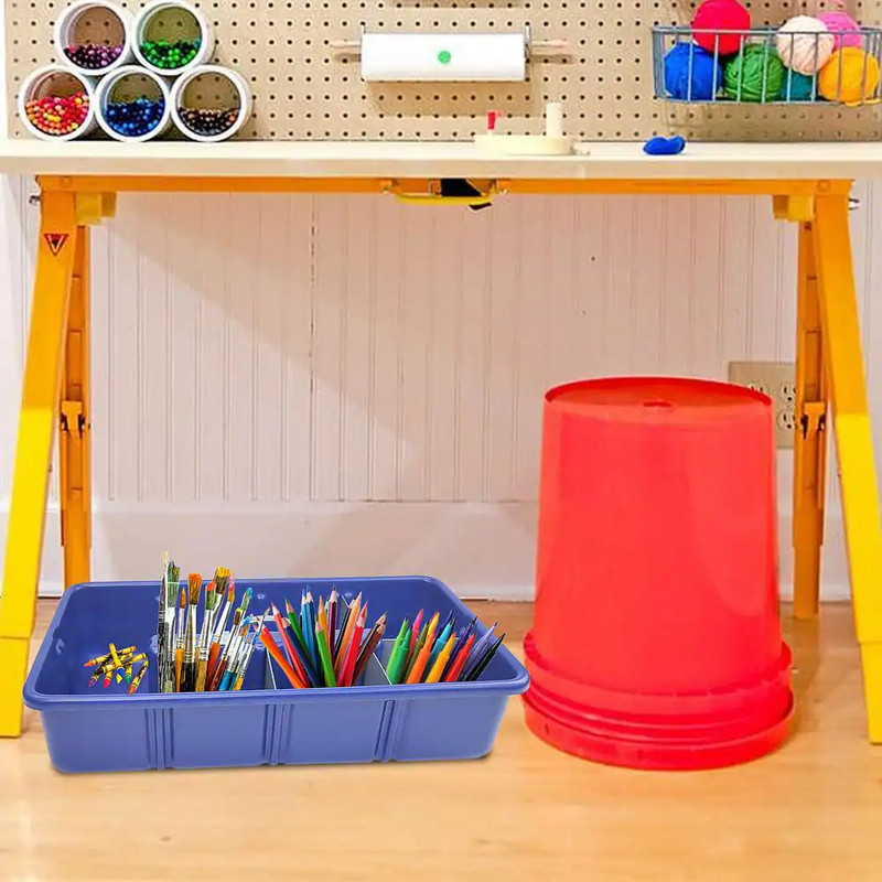 Professional Grade 25 In. Blue Polyethylene Tote Tray with 6-Dividers gallery