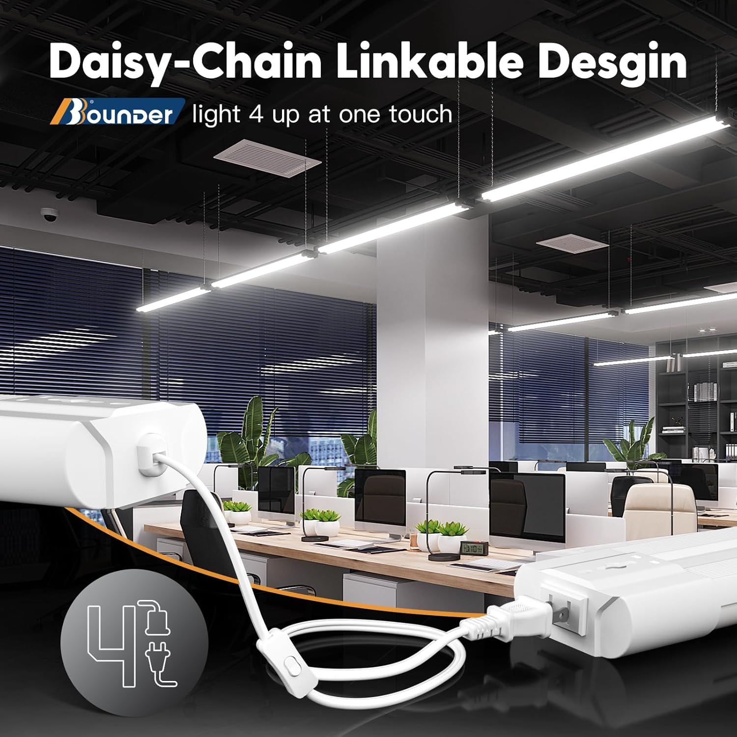 12 Pack Linkable LED Shop Light with Reflector, Super Bright 5000K Daylight, 440 gallery